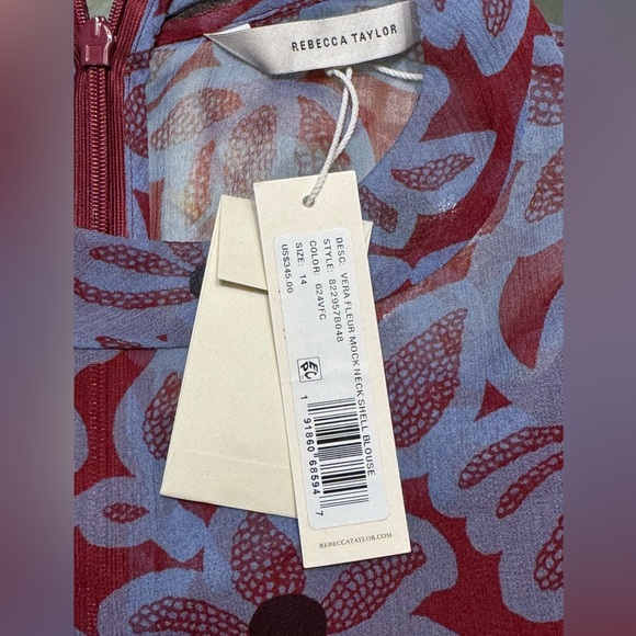 Rebecca Taylor Vera Fleur Mock Neck Blouse - Picture 12 of 14